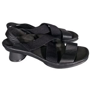 Camper Sandals Black Leather Strappy Heeled Sandals Womens 39/US 9
